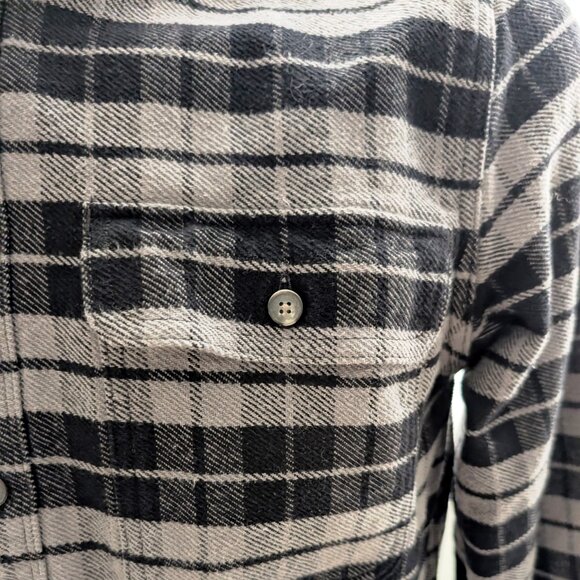 Everlane Men’s Large Plaid Flannel Shacket Jacket — 100% Cotton, Gray & Black - Picture 2 of 9
